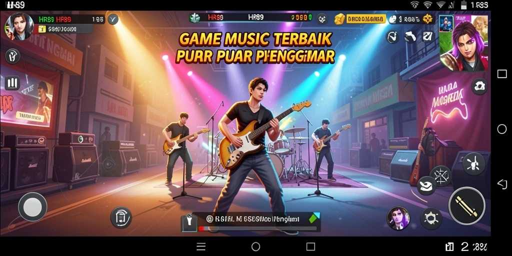 Tampilan gameplay di HR89 dengan banyak pilihan lagu.