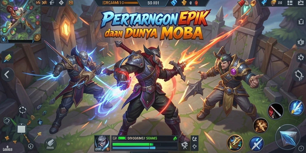 Tampilan gameplay MOBA yang mendebarkan di IDRGAME.