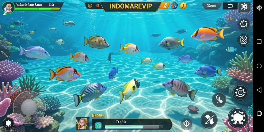 Screenshot INDOMAREVIP menampilkan aksi seru menembak ikan.