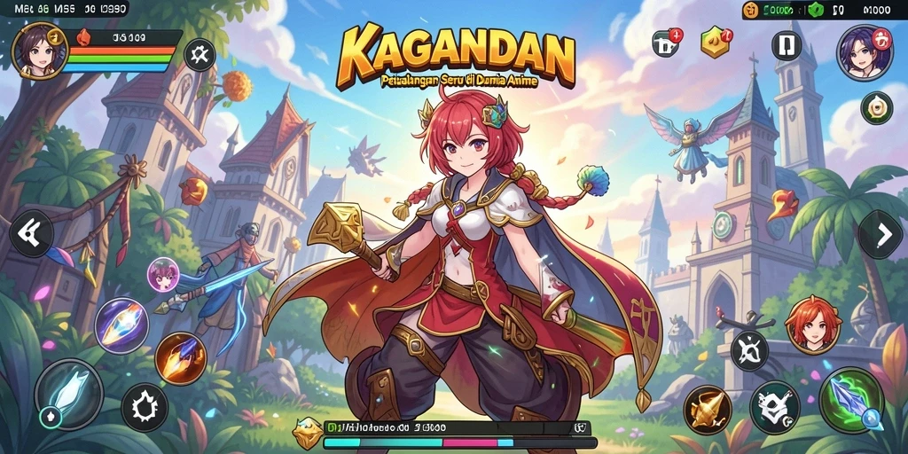 Tampilan gameplay seru di KAGANDAN dengan karakter anime yang menarik.