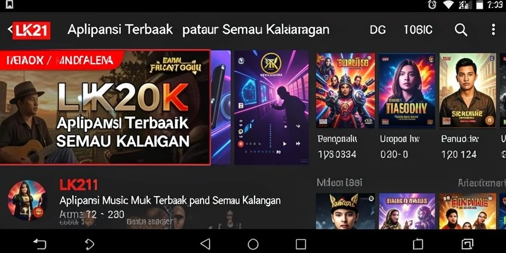 Tampilan gameplay LK21 menunjukkan antarmuka yang menarik dan koleksi lagu yang beragam.